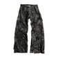 WIDE LEG LEATHER PATCHWORK PANTS