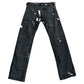 DISTRESSED BLACK SUEDE DENIM
